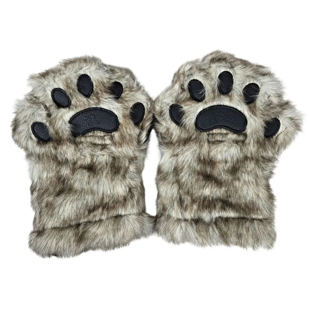 Bear Hands & Buddies Youth Paw‎ Mittens Gloves Faux Fur L 8-13 Years